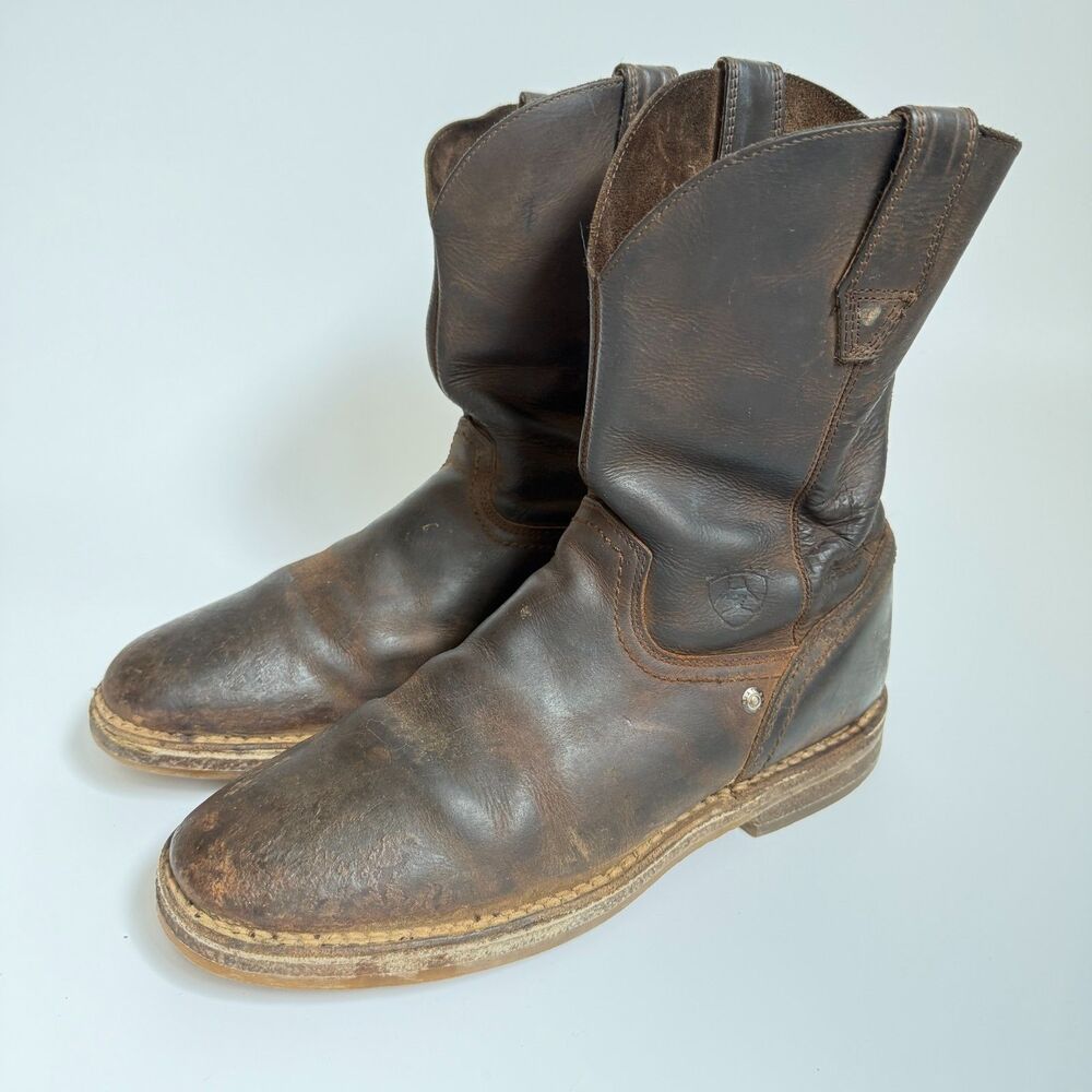 Ariat Boots Groundbreaker Pull On Work Cowboy Round Toe Brown Mens Size 10D
